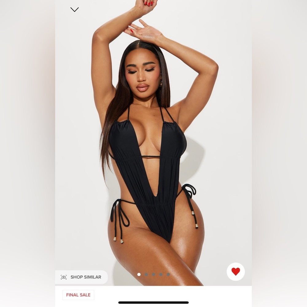 NEVER WORN. FASHIONNOVA black one-piece. SIZE M. TAGS STILL ON. just did not fit